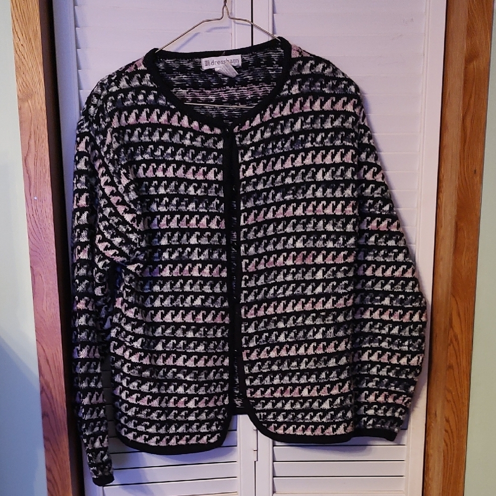 Dressbarn Black,Gray and Pink Cardigan Sweater